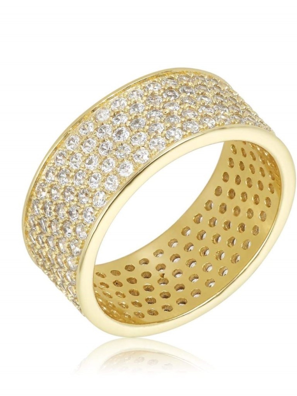 Melinda Maria Gold Pavé Wide Crystal Band Ring